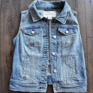 Pilcro Light Wash Denim Vest Button Front Sleeveless Jacket Size XS